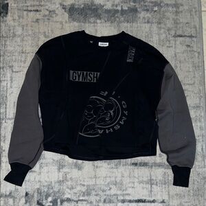 Gymshark Black and Gray Crewneck Sweater with Color Block Design